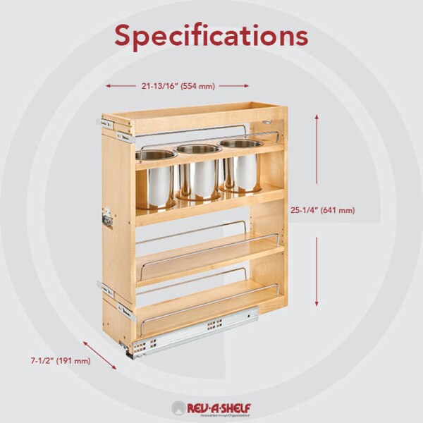 Rev-A-Shelf Wood Base Cabinet Utility Pull Out Organizer WSoft Close